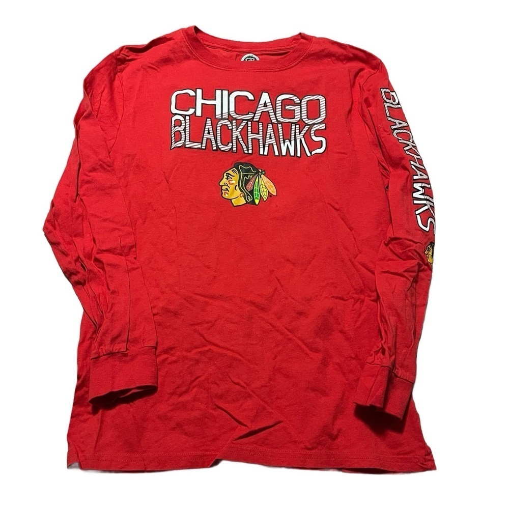 NHL Chicago Blackhawks Red Long Sleeve Graphic Tee Women’s Size XXL Hockey